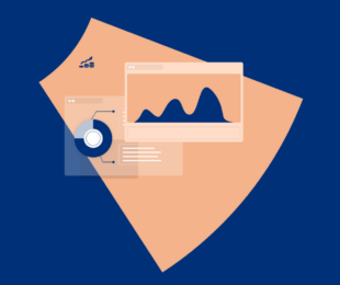 Infographic for Mission Three of the Strategy - an graphic of two computer windows presenting different charts